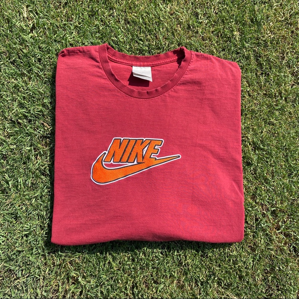 Vintage Nike Red Long Sleeve With Orange Swoosh